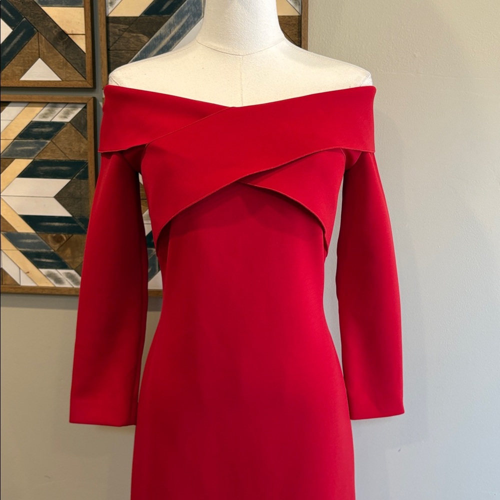 Ralph Lauren Collection Red Cross Front Off-the-Shoulder Cocktail Dress size 4 - Picture 3 of 13